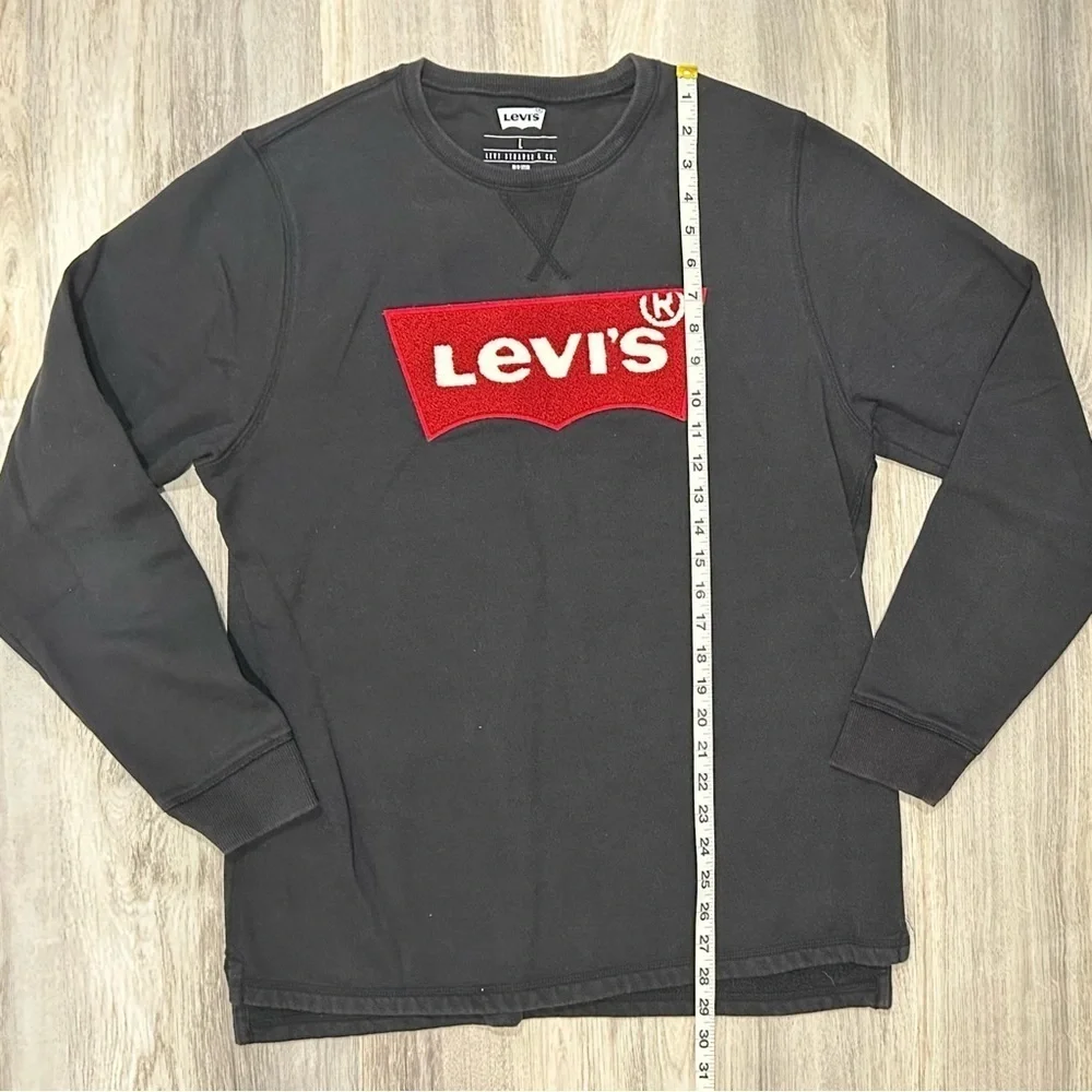 Levi’s Men's Black Crew Neck Cotton Blend Sweatshirt Long Sleeve Logo Size L